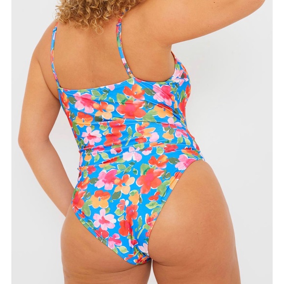 Floral tie front swimsuit by celeb Jac Jossa for In the style plus size 18 new - Picture 7 of 8